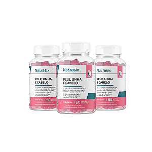 Combo 3 Pele, Unha e Cabelo 60 cápsulas cada - Nutrasix