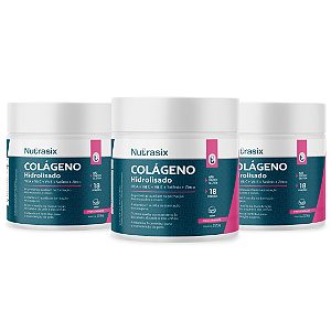 Combo 3 Colágeno Hidrolisado 225g - Sabor Pink Lemonade - Nutrasix