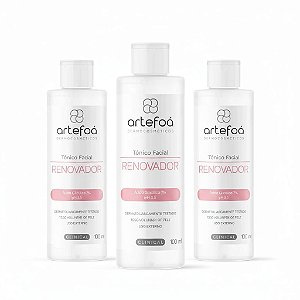 KIT 3 TÔNICOS FACIAL RENOVADOR ÁC GLICÓLICO 7% 120ML ARTEFOÁ