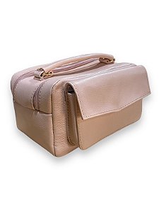 Necessaire de Couro com 2 Bolsos e Alça de Mão