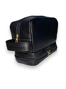 Necessaire de couro de boi compacta Unissex