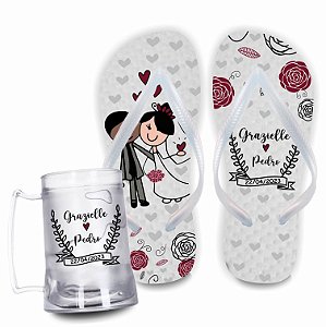 Kit Padrinhos casamento com Chinelos + Canecas