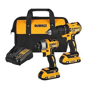 DCK276D2-BR - COMBO PARAF/FURAD IMPACTO 20V MAX* LI-ION BRUSHLESS 2 BAT 2AH CARREG BIVOLT E BOLSA - DEWALT