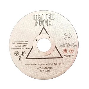 DISCO CORTE  4.1/2  X 1,0MM METAL HERO