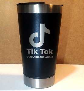 Copo Termico C/ Tampa Preto 473ml - TikTok Gi