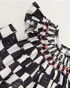 Vestido Mariah Xadrez Preto e Branco