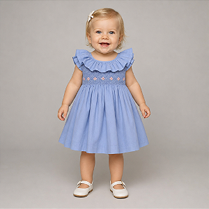 Vestido Julia Azul com Rosa