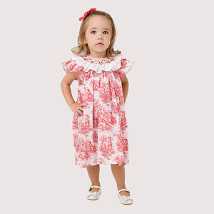 Vestido Mia Toile de Jouy Vermelho