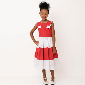Vestido Luisa Vermelho e Branco