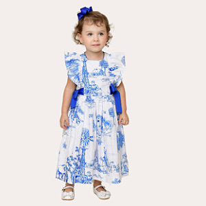 Vestido Verônica Toile de Jouy Azul