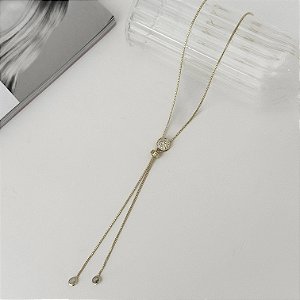 Colar Gravatinha Círculo de zircônias