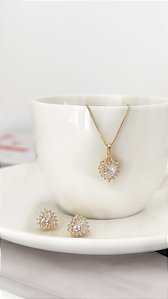 Conjunto de coração em cristal
