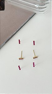 Brinco palito em zircônia pink