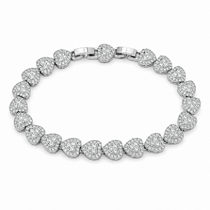 Pulseira de corações em ródio branco