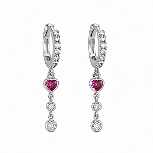 Argola earline coração pink