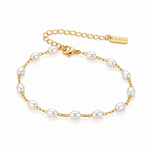 Pulseira pérola oval