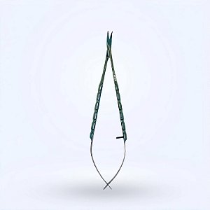 Tesoura Castroviejo Curva Titanium Azul 16cm
