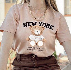 Blusa Feminina T-shirt  Salmão New  York