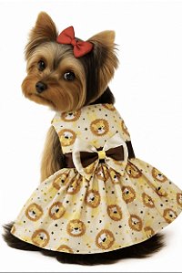 Vestido Pet Estampado Leões