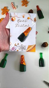 Cartão Garrafa Champanhe para Reveillon -25 unidades