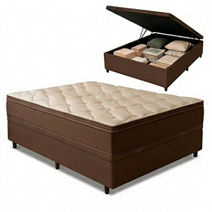 Cama Box Baú + Colchão Molas Ensacadas D'Angelis