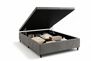 Cama Box Baú Moraes Brasil Sued Cinza