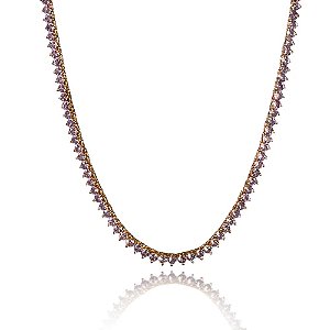 Colar riviera com zirconia banho ouro 18k
