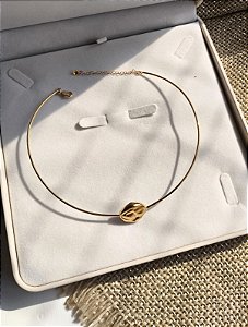 Colar de aro dourado banho em ouro 18k