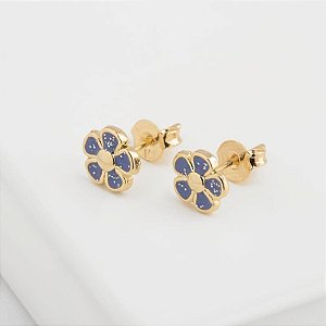 Brinco flor infantil banho ouro 18k