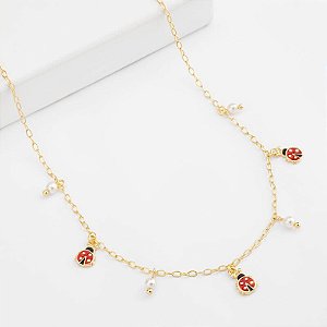 Colar joaninha banho ouro 18k