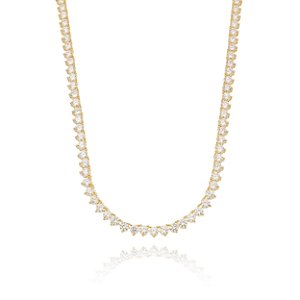 Colar riviera com zirconia banho ouro 18k 3 pontas