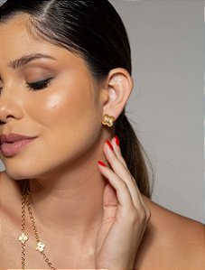 Brinco trevo banho ouro 18k