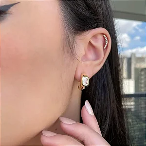 Brinco zirconia banho ouro 18k