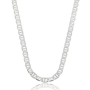 Colar de corrente lisa banho em rodio branco