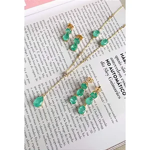 Colar pedra fusion turmalina paraiba banho ouro 18k