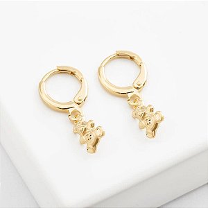 Brinco urso banho ouro 18k