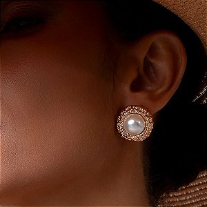 Brinco perola banho ouro 18k