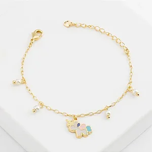 Pulseira infantil unicornio banhob ouro 18k