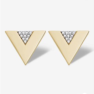 Brinco inspiração vivara cravejado banho ouro 18k