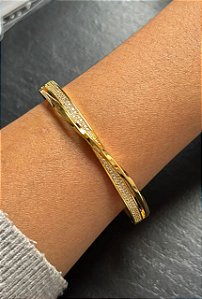 Bracelete cravejado banho ouro 18k