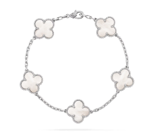 Pulseira trevo banho rodio branco