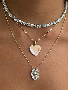 Colar nossa senhora das graças cravejada