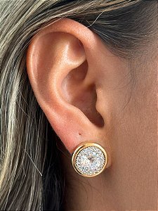 Brinco cravejado zirconia banho ouro 18k