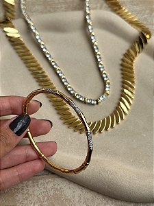 Bracelete cravejado zirconia banho ouro 18k