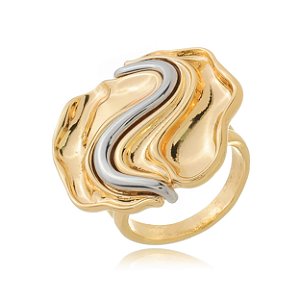 Anel detalhado dourado liso com banho duplo