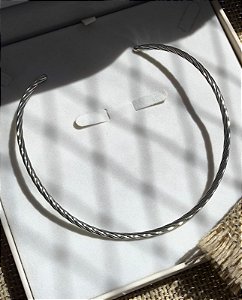 Colar aro banho rodio branco