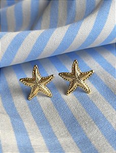 Brinco estrela do mar banho ouro 18k