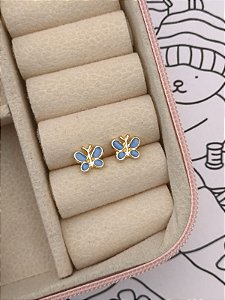 Brinco borboleta infantil banho ouro 18k