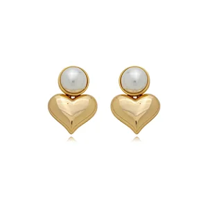 Brinco dourado de perola banho em ouro 18k