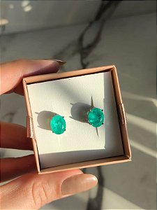 Brinco pedra fusion turmalina paraiba banho ouro 18k